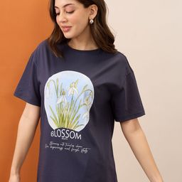 Mast & Harbour Women Graphic Printed Round Neck Cotton Oversized T-shirt-image-23