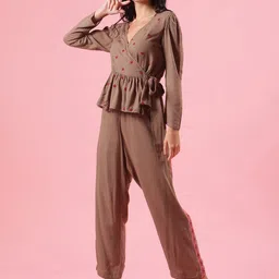 Shades of Sabi Embroidered Top With Trouser Co-Ords-image-7
