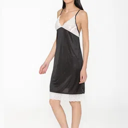 PHALIN Silky Satin Babydoll Dress - Black (Size - Free )-image-76