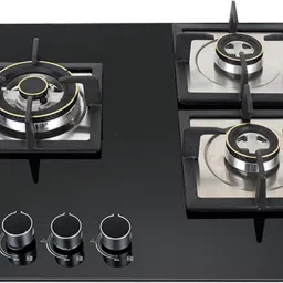 Marica HB 3B ECO BRS 60 Hob Gas Stove 3 Burner, Cooking Hob 3 Burner Gas Stove Glass Automatic Hob-75