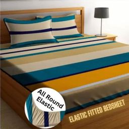 Aura Striped 144 TC King Double Bedsheet with 2 Pillow Covers-image-36