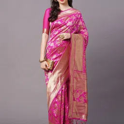 Anouk Rustic Floral Woven Design Zari Banarasi Saree-picture-10