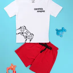 BE AWARA Boys Control Freak Graphic Printed Pure Cotton T-Shirt With Shorts-image-5
