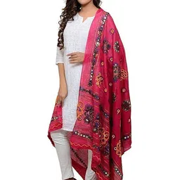 PK HUB Ethnic Motifs Embroidered Tie and Dye Dupatta with Mirror Work-0