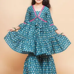 Bitiya by Bhama Girls Floral Printed Kurta with Sharara-image-95