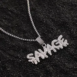 French Accent The Savage-Drip Silver-Plated Artificial Stones Pendant With Chain-image-6