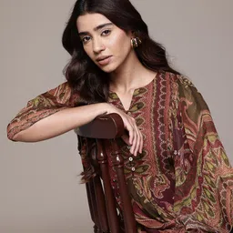 aarke Ritu Kumar Paisley Print Extended Sleeve A-Line Midi Dress-picture-7