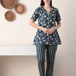 Jasoriya Printed Lapel Collar Night Suits-image-16
