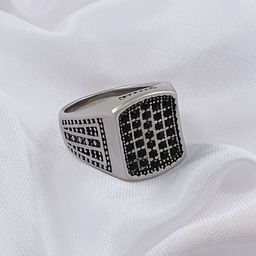 Saizen Men Silver-Plated Cubic Zirconia Finger Ring-image-94