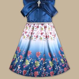 Girls Floral Print Sleeveless Fit and Flare Frock Dress-23
