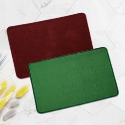 Aura 2 Pieces Green & Maroon Microfibre Anti-Skid Doormats-6