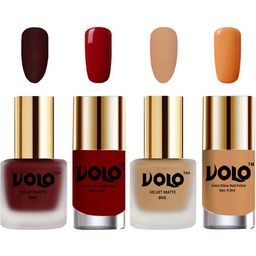VOLO Set Of 4 Velvet Matte & Extra Shine Nail Polish-8 ml & 9.9 ml Each Shade 23-42-31-50-12