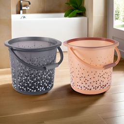 Aura Black & Brown 2 Pieces Geometric Printed Bucket - 18 L Each-20