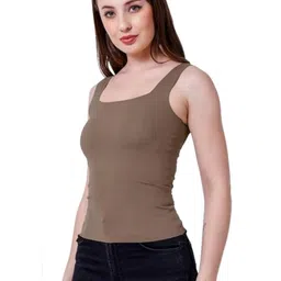 Kilvis Brown Nylon Lightly Padded Camisoles-picture-12