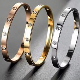 DressBerry Women 3 American Diamond Rose Gold-Plated Bangle-Style Bracelet-16