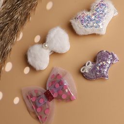 Jewelz Girls Set of 4Colorful Bow & Heart Shape Alligator Hair Clip-36