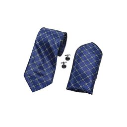 RARE COMBEE GROUP Men Printed Necktie With Pocket Square & Cufflinks Accessory Gift Set-image-33