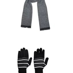 LOOM LEGACY Men Patterned Acrylic Winter Gloves With Muffler-image-47