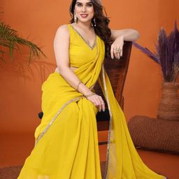 Mitera Mirror Work Poly Georgette Saree-image-80