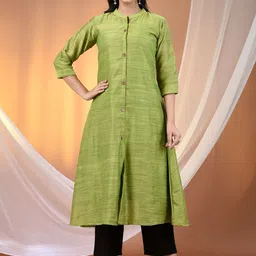 Charukriti Mandarin Collar Cotton A-Line Kurta With Trousers-image-96