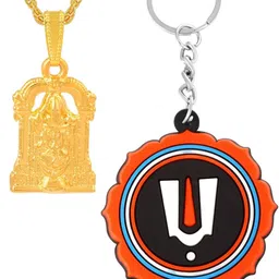 MEMOIR Unisex Gold Plated Tirupati Balaji Pendant with Chain And Keychain-picture-37