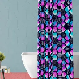 ArtzFolio Black and Pink Geometric Printed Waterproof Shower Curtain-13