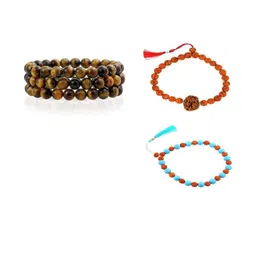 Divine souvenirs Unisex Set Of 3 Artificial Beaded Elasticated Bracelets-picture-8