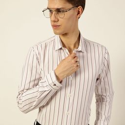 INVICTUS Men Original Spread Collar Vertical Striped Cotton Slim Fit Formal Shirt-picture-7