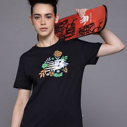 New Balance Brand Logo & Floral Printed Pure Cotton T-shirt-picture-47