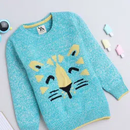 Yellow Apple Girls Printed Woollen Sweater Vest-image-31