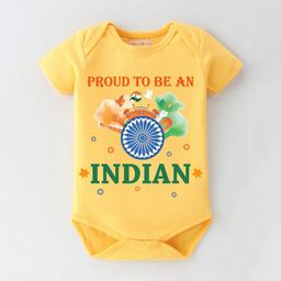 BLUSHES Infants Independence Day Theme Printed Pure Cotton Half Sleeve Bodysuit-image-63