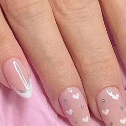 STYFY Set Of 24 Stick On Artificial Nails With Nail Buffer & Manicure Stick - Frenchy Love-picture-31