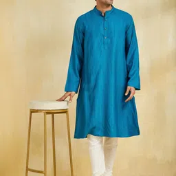 Fabindia Men Printed Flared Sleeves Thread Work Kurta-picture-43