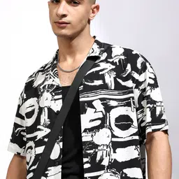 KETCH Men Viscose Abstract Printed Cuban Collar Relaxed Shirt-image-53