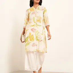 RANGMANCH BY PANTALOONS Floral Printed Mandarin Collar Straight Kurta-picture-34