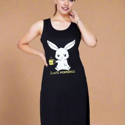 White Moon Printed Nightdress-image-68