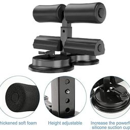 DYRROTH Upgraded Sit Up Bar Floor, Portable Sit Up Exercise Equipment with 2 Strong Suction Cups and Adjustable Foot Holder, Abs Master Assistant Device for Home Workout (Black) image 2
