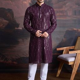 House of Pataudi Floral Embroidered Chikankari Cotton Straight Kurta-image-88