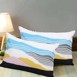 Myntra Elegant Homes Blue & Yellow 2 Pieces Geometric Rectangle Cushion Covers-24