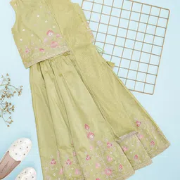 AKKRITI BY PANTALOONS Girls Embroidered Sequinned Ready to Wear Lehenga & Blouse With Dupatta-picture-55