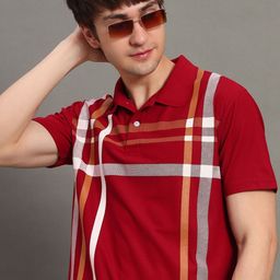 GET GOLF Men Striped Polo Collar Cotton T-shirt-image-24