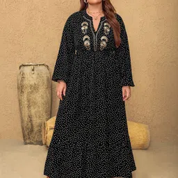 JC Mode Plus Mode Embellished Polka Dot Printed Maxi Dress-image-4