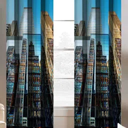 BELLA TRUE Blue & Black 2 Pieces Black Out Long Door Curtains-picture-37