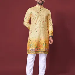 Leipzig Fashion Ethnic Motifs Printed Mandarin Collar Sequinned Straight Kurta-picture-10