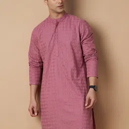 Melange by Lifestyle Ethnic Motifs Embroidered Mandarin Collar Kurta-image-30