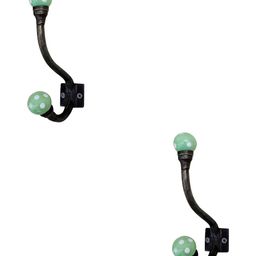IndianShelf Black & Green 2 Pieces Dot Printed Ceramic Wall Hooks-5