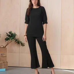 DressBerry Women Solid Boat Neck Party Top-image-8