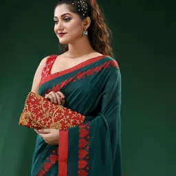 SRILOK Zari Pure Cotton Fusion Saree-10
