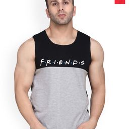 SLOWLORIS Pack Of 2 Printed Round Neck Cotton Gym Vests-picture-37