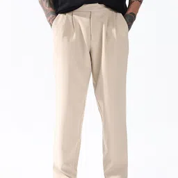 Hubberholme Men Relaxed Straight Leg Easy Wash Pleated Korean Pants-image-7